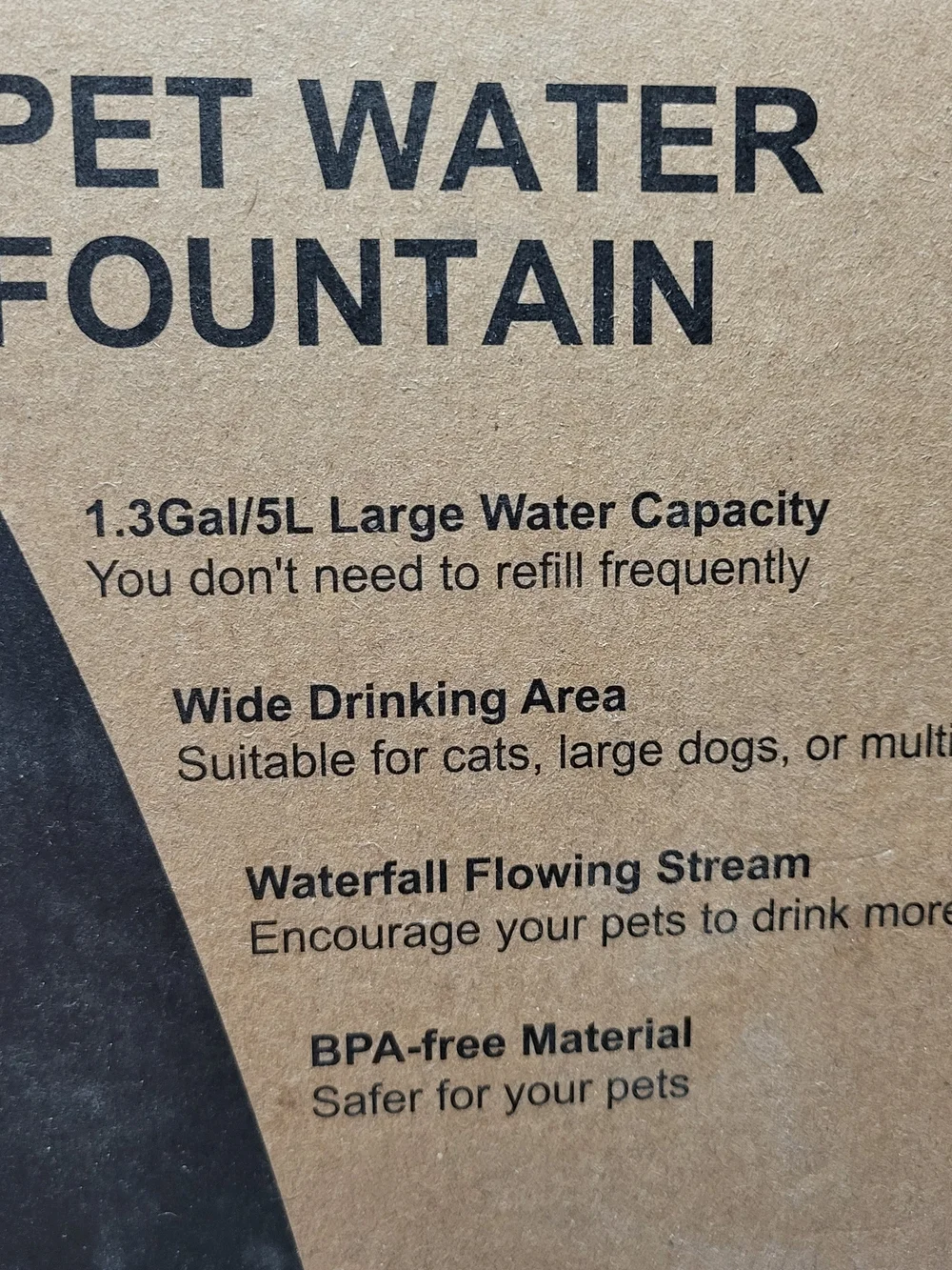 *NEW* NPET Dog Automatic Water Fountain Black– Large - 5L/1.3Gal New In Box